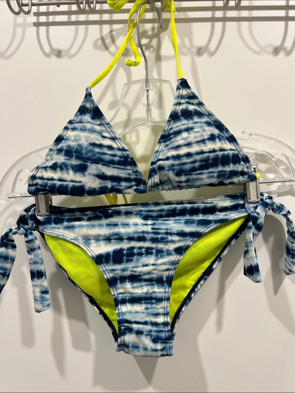 Label of Graded Goods x H&M Tie-Dye Blue & Neon Yellow Bikini Swimsuit